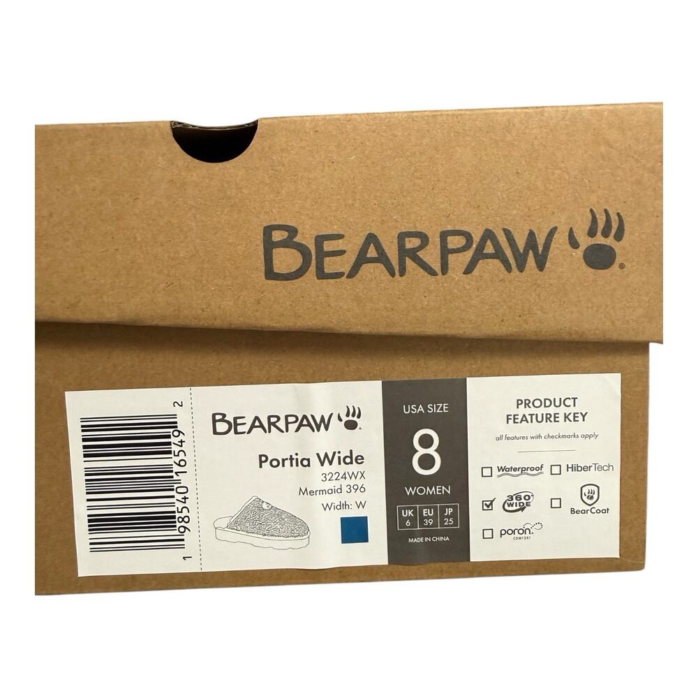 BEARPAW Portia Sequined and Suede Mules Mermaid Blue New In Box Size 8 Wide - Picture 4 of 7